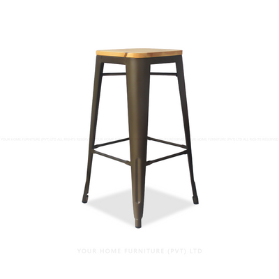 metal stool with wooden seat for hotels in Sri Lanka 